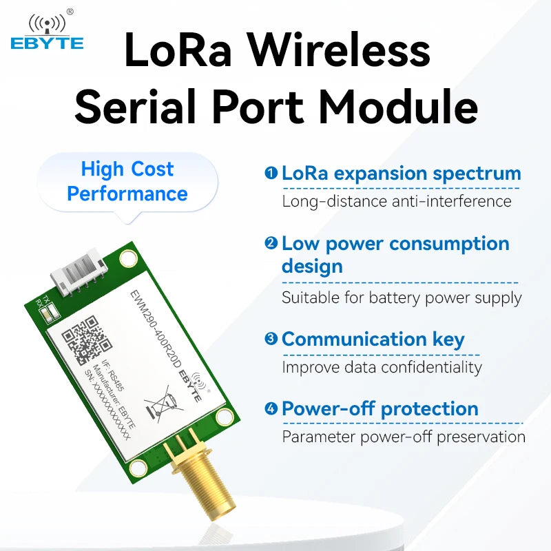 Ebyte ODM EWM290-400R20D Automatic relay networking Spread Spectrum Technology 20dBm RS485 Interface 433MHz lora Wireless Module