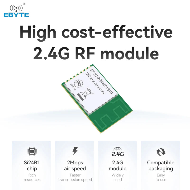 Ebyte E01C-2G4M01S1B Industrial Grade Ci24R1 chip PCB Antenna  High cost-effective 2.4G RF module 2.4GHz SPI SMD Wireless Module