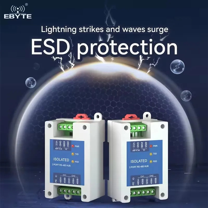 Ebyte E810-R12M Industrial-grade 1/2/4/8-way Buffered RS485 Hub with Optical Isolation Small Size RS485 Hub signal Amplifier