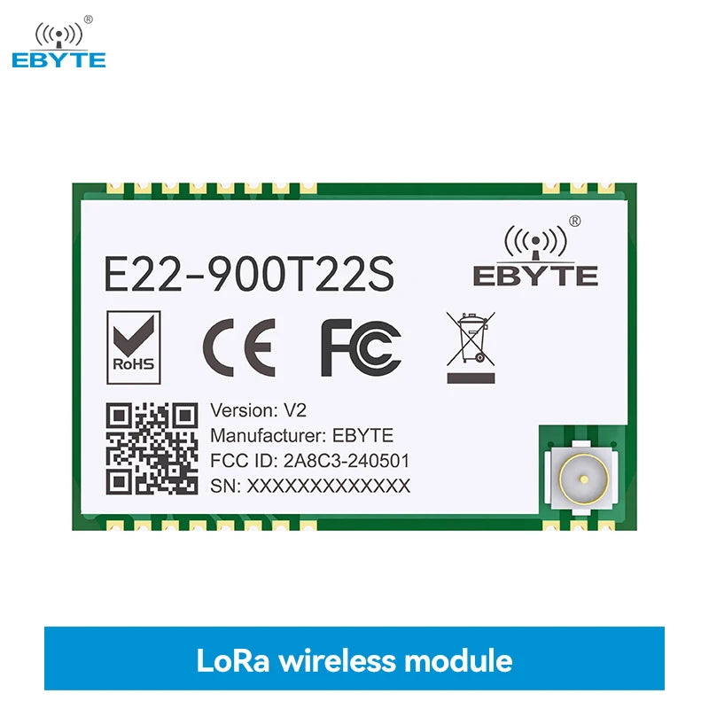 Ebyte E22-900T22S-V2 UART 5Km Range 868Mhz 915Mhz 22dBm SMD CE FCC LoRa Wireless Transmitter RF Module  Semtech SX1262