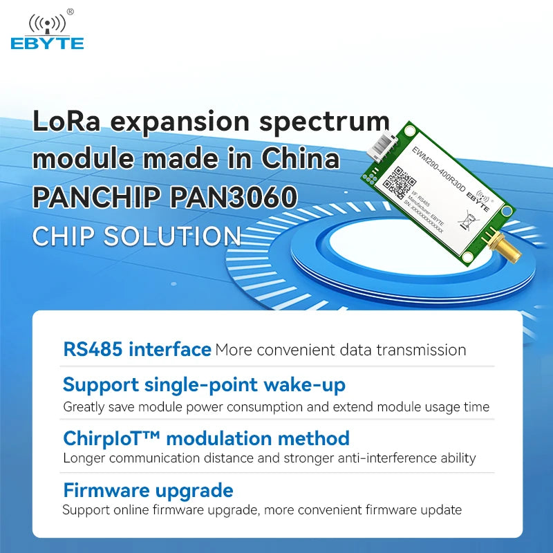 Ebyte EWM290-400R30D AT commands Spread Spectrum Technology 10km 30dBm RS485 Interface 433MHz lora Wireless Module