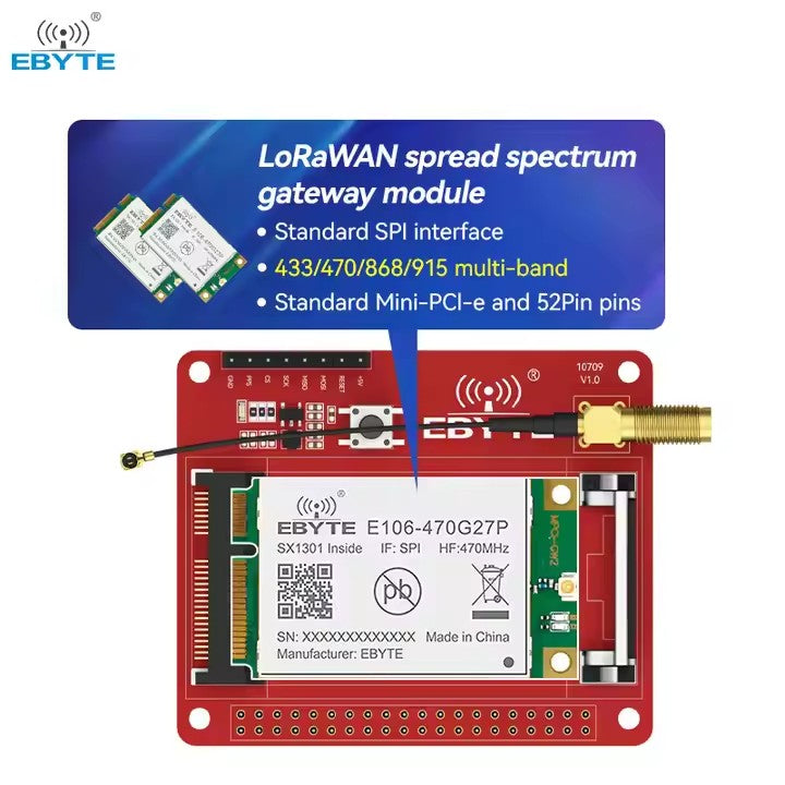 EBYTE E15-LW-T1 PCIE Transfer Test Board for SX1302 LoRa LoRaWAN Gateway PCIE 230/433/470/868/915MHz SMA Antenna Interface