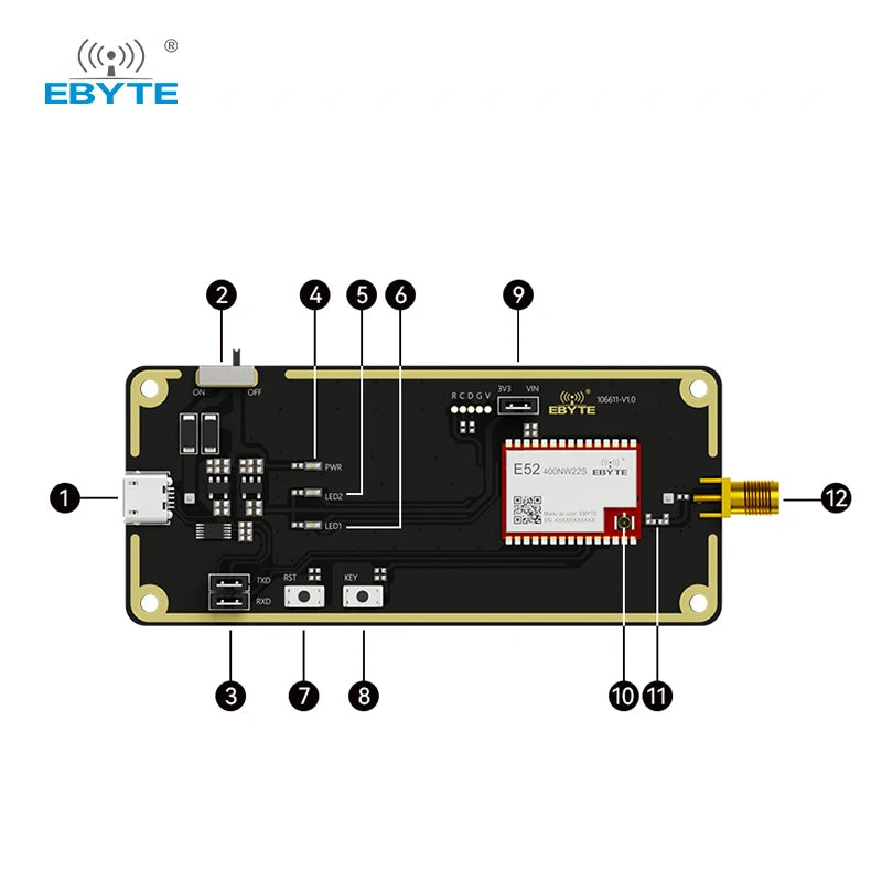 Ebyte E52-400NW22S-TB LoRa MESH networking 433.125MHz spread spectrum Wireless serial port UART Self-routing network Test suite