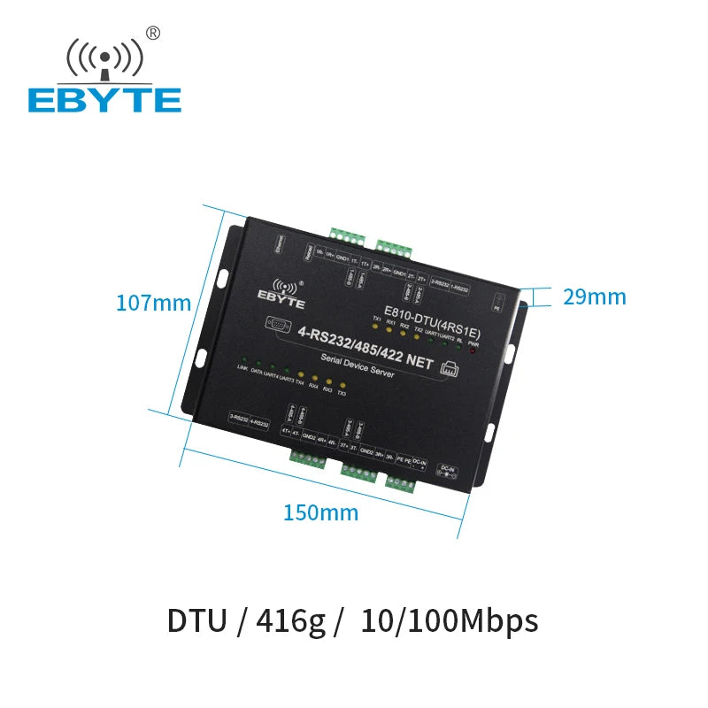 Ebyte E810-DTU(4RS1E) Modbus RTU Modbus TCP Ethernet Converter 4-Chanels RJ45 Ethernet To RS232 RS485 RS422 Serial Device Server