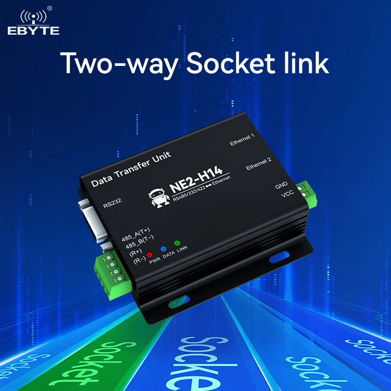 Ebyte NE2-H14 RS485/232/422 TCP/UDP MQTT HTTP IPv4 DHCP DNS IoT Gateway Mode ModBus Gateways Serial to Ethernet Serial Server