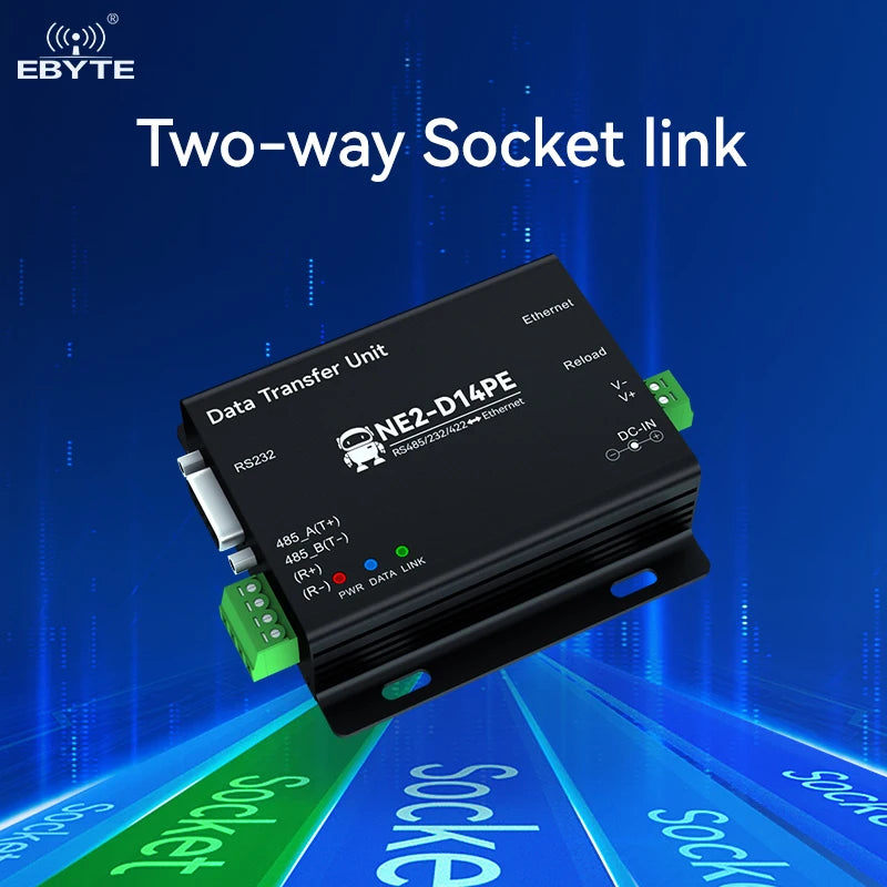 Ebyte NE2-D14PE RS485/232/422 TCP/UDP/MQTT/HTTP/ IPv4/DHCP/DNS  ModBus Gateways Single Serial to Ethernet Serial Server