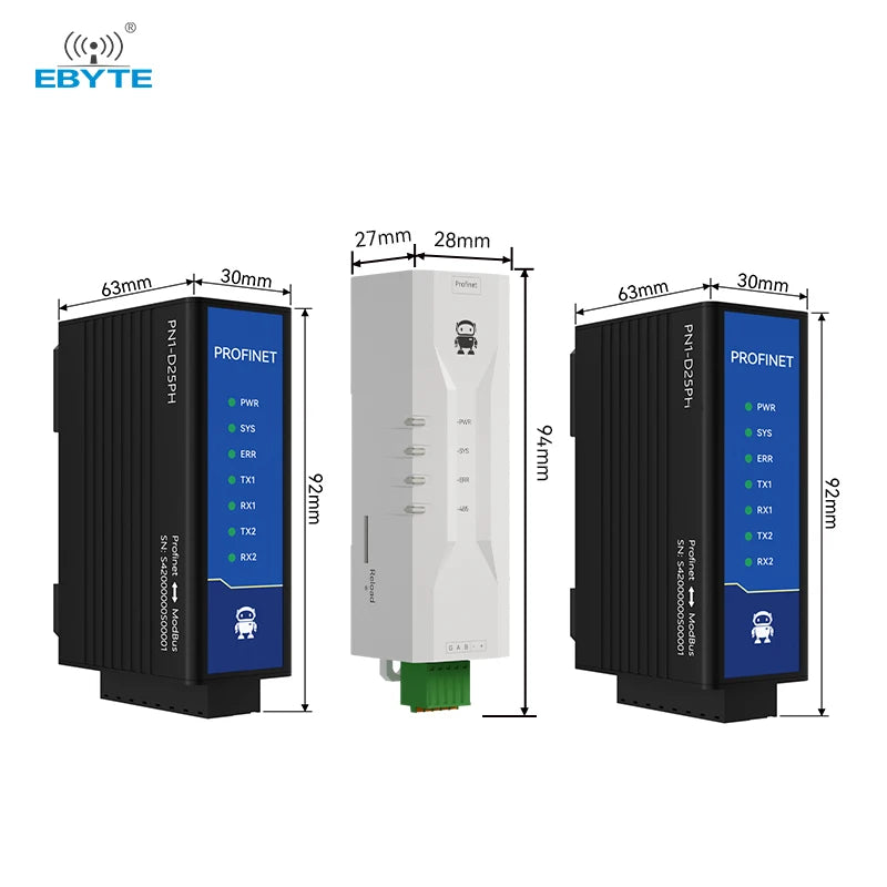 Ebyte PN1 Series RS485+RS422+RJ45 ProfiNet to ModBus Gateway RTU Single-port and Dual-port Profinet Gateway EU CE Certification Applicable to Siemens PLC