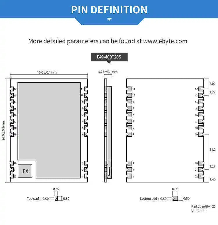 EBYTE OEM ODM E49-400T20S hot 20dBm TTL level output iot module 433mhz sx1278 wireless module