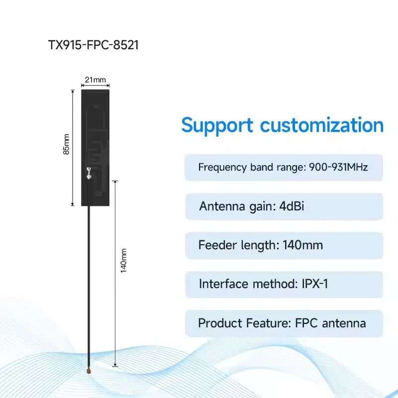 0.1$ Free Sample(Limit 2 pcs per person of all sample models)Ebyte TX915 Series 868/915MHZ FPC/PCB Built-in Omnidirectional Antenna 2/2.5/3/3.5/4dbi Flexible Antenna Network Equipment