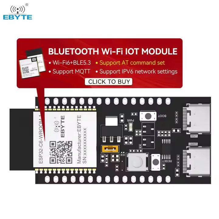 Ebyte ESP32-C6-WROOM-1-TB 2.4G ESP32-C6 chip WIFI Ble Test Board BLE5.3 WIFI6 MQTT IPV6 8 Flash AT Command