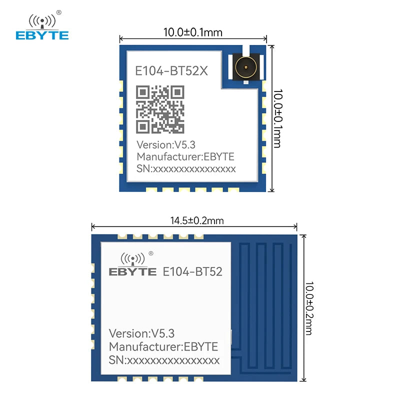 Ebyte E104-BT52 Series BLE to Serial Port Module 2.4GHz BLE5.3/5.0 DA14531 DA14535 Wireless Transparent Transmission BLE Module