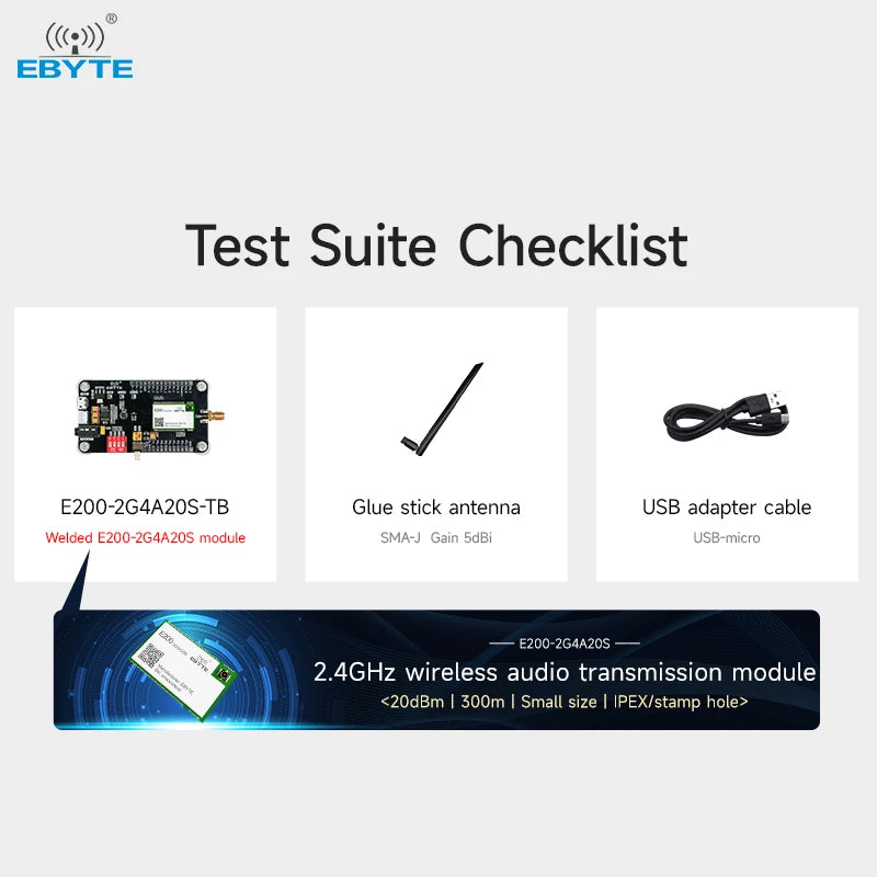 E200-2G4A20S-TB long-distance real-time voice communication wireless audio transmission module development board USB interface