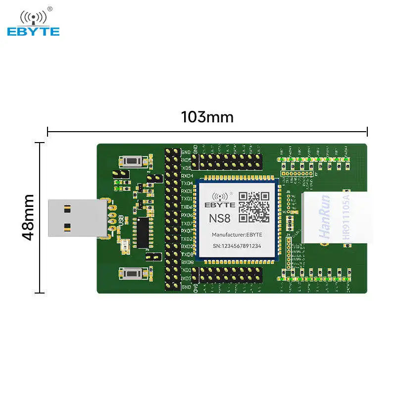 Ebyte NS8-TB RJ45 and TTL data transmission TCP/UDP IPv4 serial to ethernet module Uart To Ethernet Module Test board