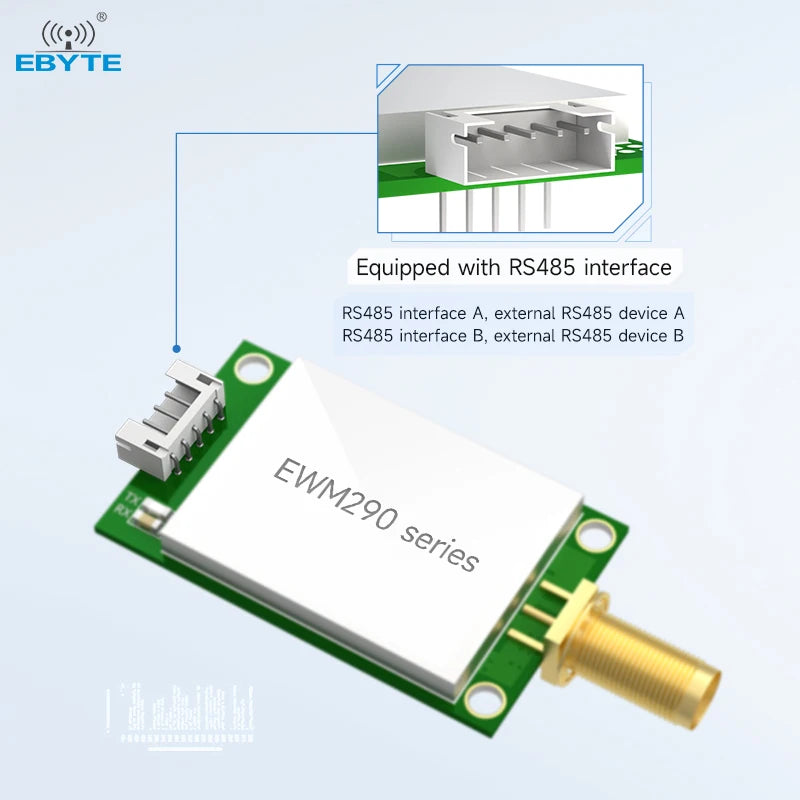 $0.1 Buy 2 ( All models Limit 2)! Ebyte EWM290-400R20D Automatic relay networking Spread Spectrum Technology 5km 20dBm RS485 Interface 433MHz lora Wireless Module