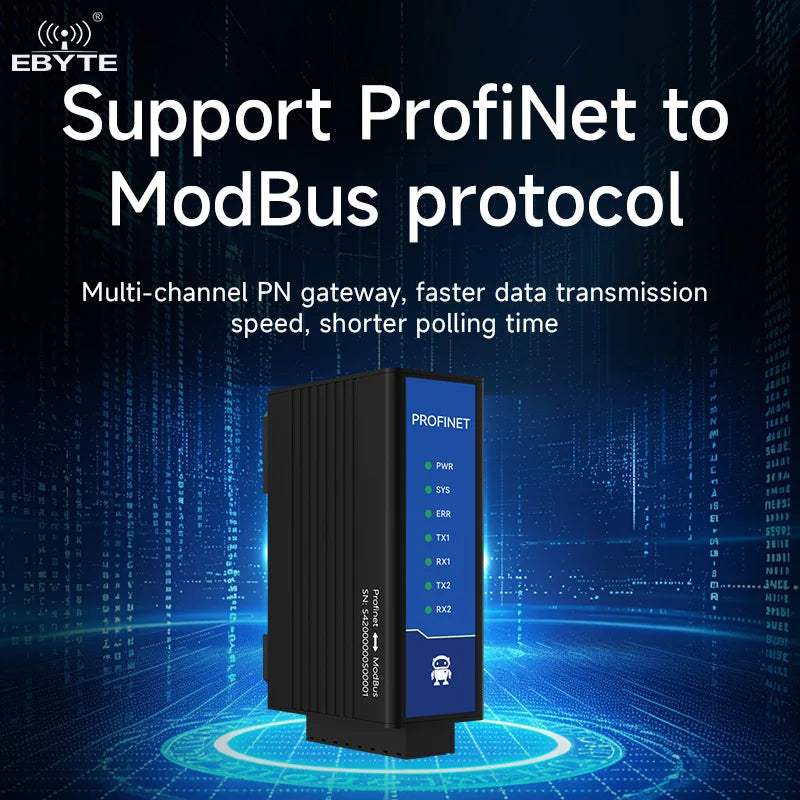 Ebyte PN1-D25P  EU CE certification Applicable to Siemens PLC RS485+RS422+RJ45 Single-port ProfiNet to ModBus Gateway RTU