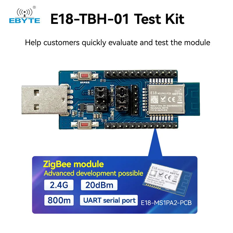 Ebyte E18-TBL/H Series ZigBee Development Test Kit CH340G USB test Board for E18-2G4Z27SI 2.4GHz SMD Wireless Modules Zigbee CC2530