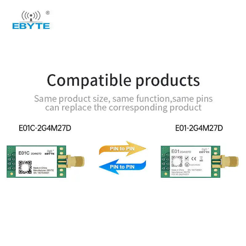 Ebyte E01C-2G4M27D 27dBm Receiver Wireless Serial Port Module SPI Si24R1 chip plug-in wireless module 2.4G Rf Module