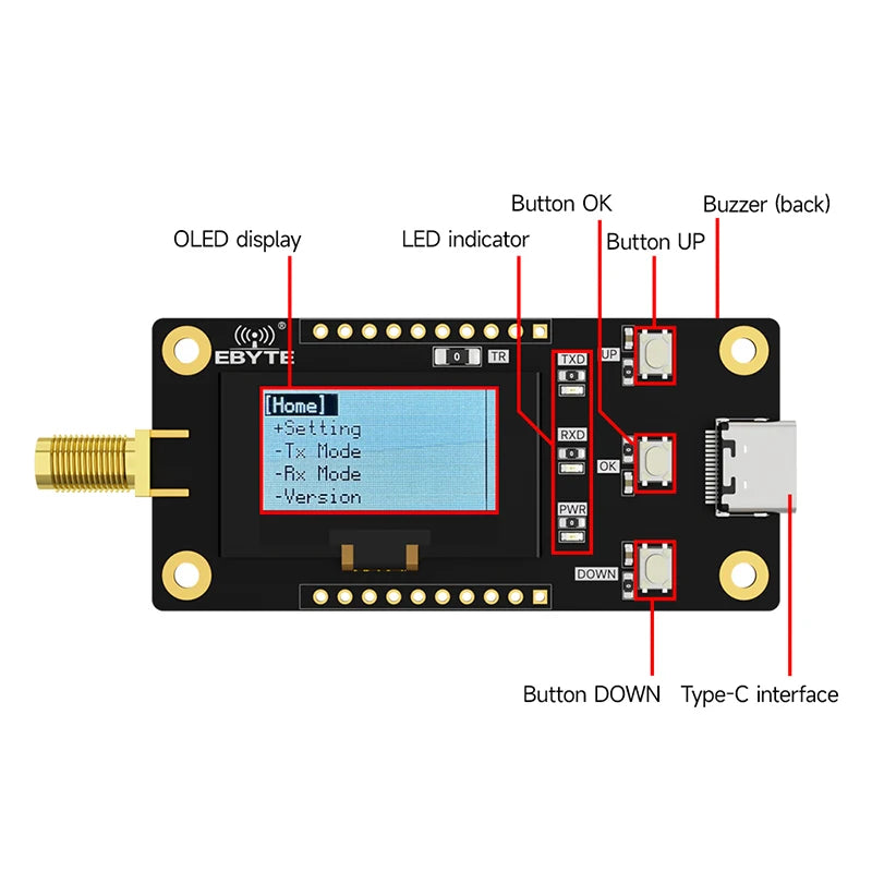 Ebyte E22-900MBL-SC Secondary Development 868/915Mhz OLED screen LORA Offline test evaluation kit RF transceiver