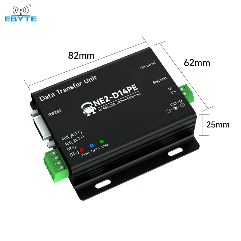 Ebyte NE2-D14PE RS485/232/422 TCP/UDP/MQTT/HTTP/ IPv4/DHCP/DNS  ModBus Gateways Single Serial to Ethernet Serial Server