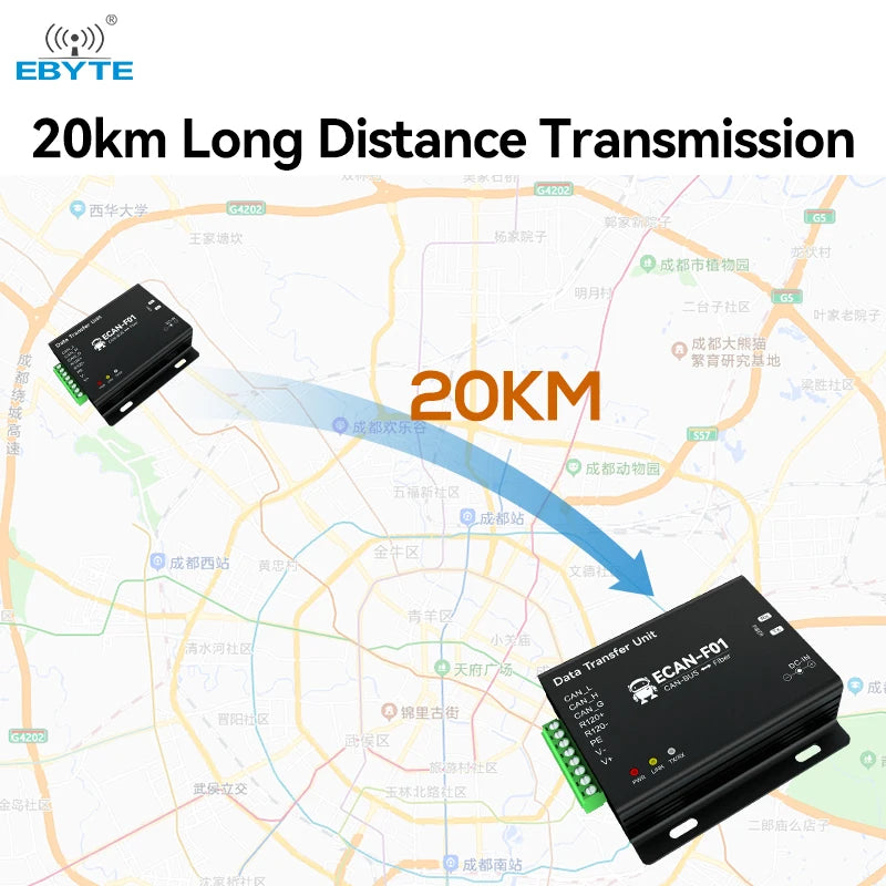 Ebyte OEM ODM ECAN-F01 CAN 2.0 to fiber converter Optical transceiver CAN-BUS to optical cat two-way transmission device