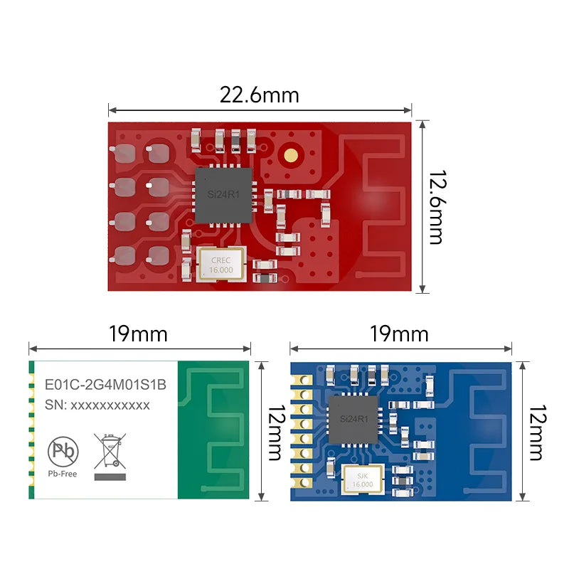 Ebyte E01C Series Si24R1 Chip SPI RF Module 7dBm 2.4G RF Wireless Module 300m Small Size with Built-in PCB Antenna 100mW