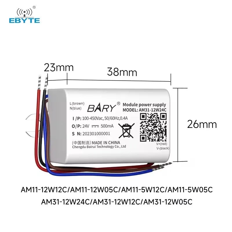 Ebyte AM11/AM31-C Series Industrial Grade AC-DC Isolated Step-down Power Module Supply Lightning protection Circuit 5W 12W