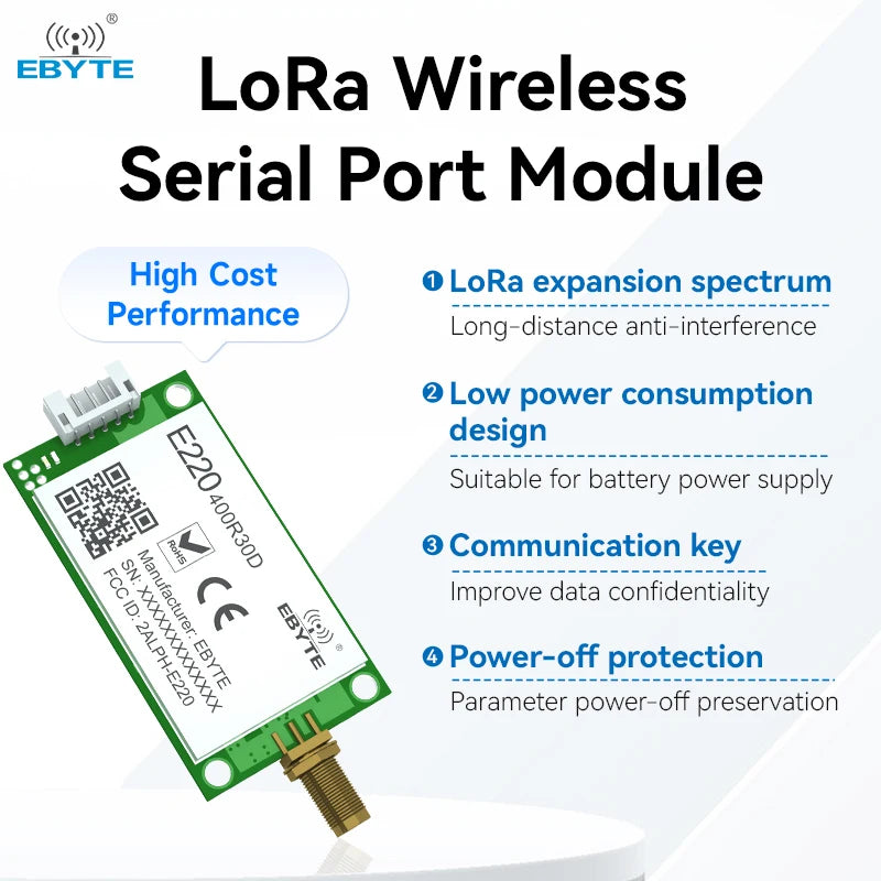 Ebyte EWM290-400R30D AT commands Spread Spectrum Technology 10km 30dBm RS485 Interface 433MHz lora Wireless Module