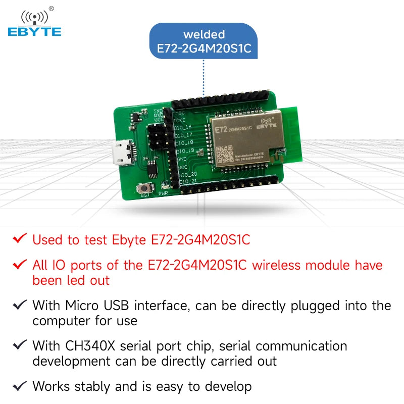 Ebyte E72-2G4M20S1C-TB CC2674P10 2.4G Zigbee Low Energy ble5.3 Multi-protocol Wireless Communication Module Test suite