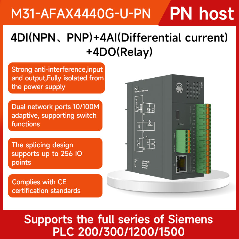 4DI+4DO+4AI/8DI(NPN PNP) 8DO Profinet Distributed Remote IO Module ...