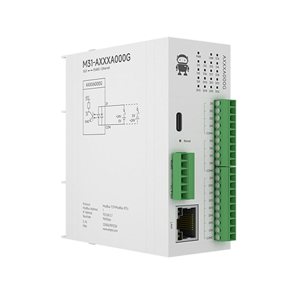 16DI RS485 RJ45 Analogschaltererfassung Verteiltes Remote-IO-Modul Hostmodul CDEBYTE M31-AXXXA000G Modbus TCP/RTU PNP NPN 