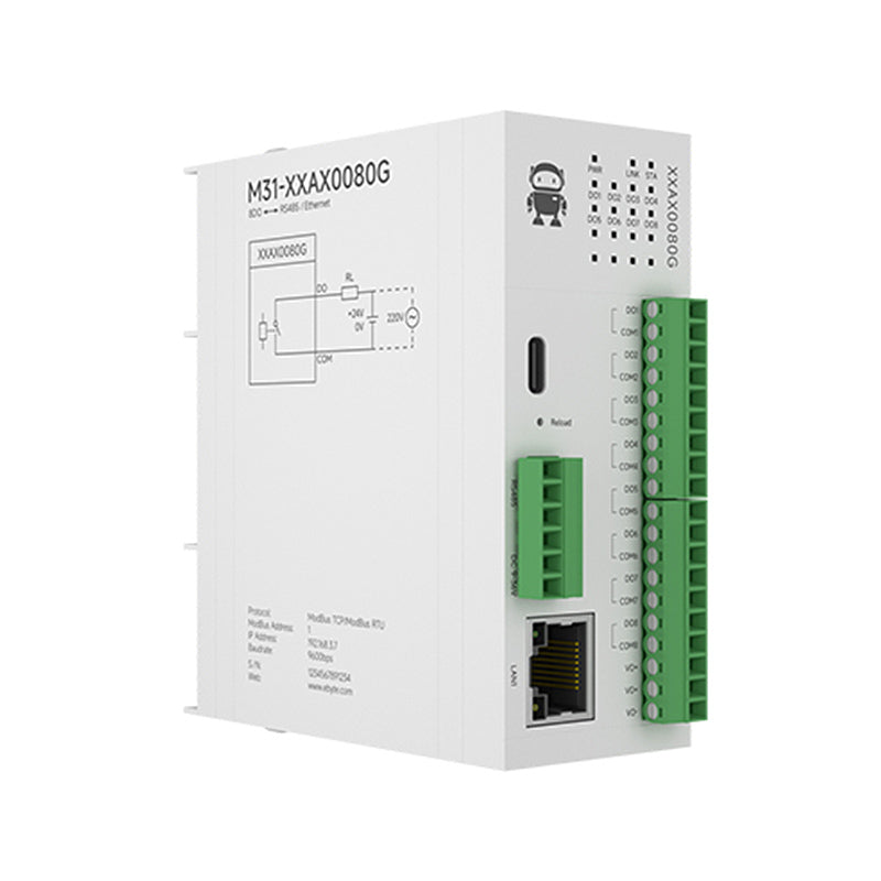 8DO verteiltes Remote-IO-Modul, analoge Schaltererfassung, CDEBYTE M31-XXAX0080G Host-Modul, freies Spleißen, PNP, NPN, Modbus 