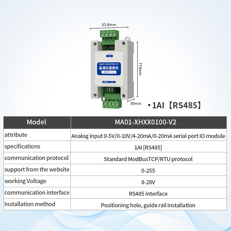Ebyte MA01 Serial Port IO Network Module Analog signal Acquisition and Control Remote I/O Module RS485 MODBUS RTU Protocol
