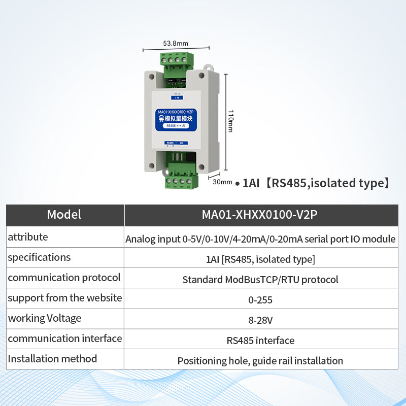Ebyte MA01 Serial Port IO Network Module Analog signal Acquisition and Control Remote I/O Module RS485 MODBUS RTU Protocol