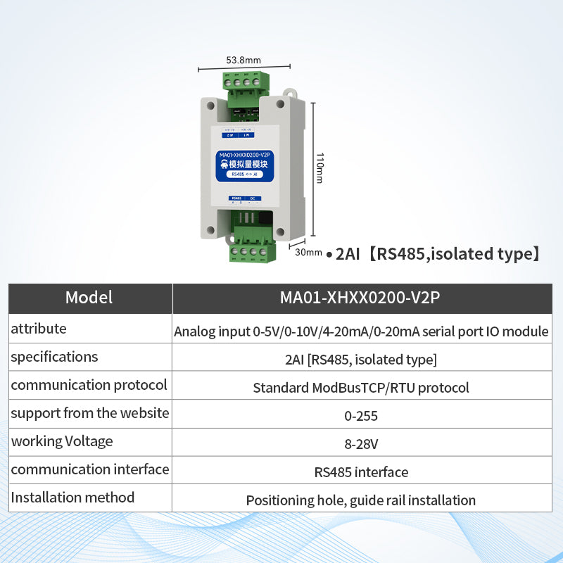 Ebyte MA01 Serial Port IO Network Module Analog signal Acquisition and Control Remote I/O Module RS485 MODBUS RTU Protocol