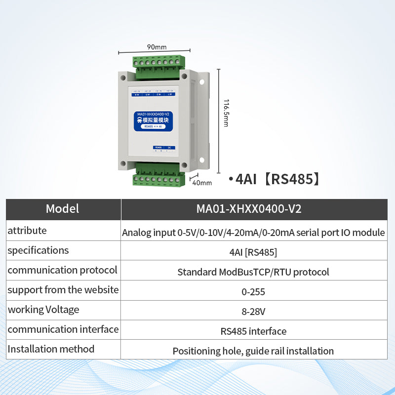 Ebyte MA01 Serial Port IO Network Module Analog signal Acquisition and Control Remote I/O Module RS485 MODBUS RTU Protocol