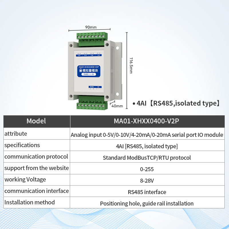 Ebyte MA01 Serial Port IO Network Module Analog signal Acquisition and Control Remote I/O Module RS485 MODBUS RTU Protocol