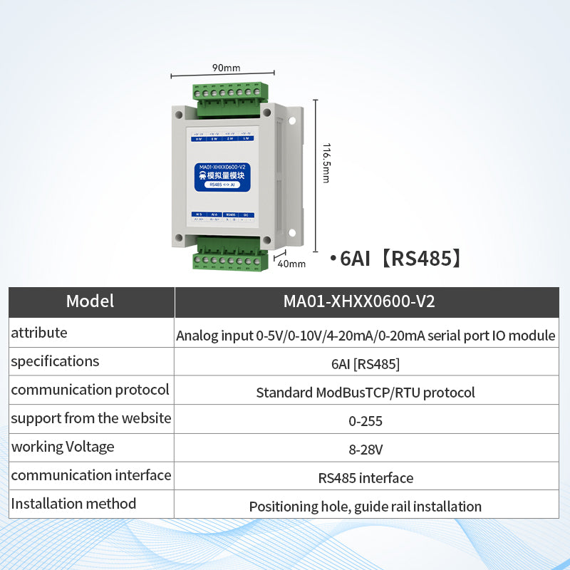 Ebyte MA01 Serial Port IO Network Module Analog signal Acquisition and Control Remote I/O Module RS485 MODBUS RTU Protocol