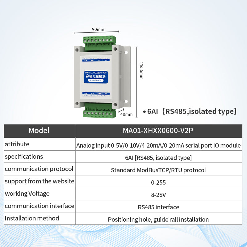 Ebyte MA01 Serial Port IO Network Module Analog signal Acquisition and Control Remote I/O Module RS485 MODBUS RTU Protocol