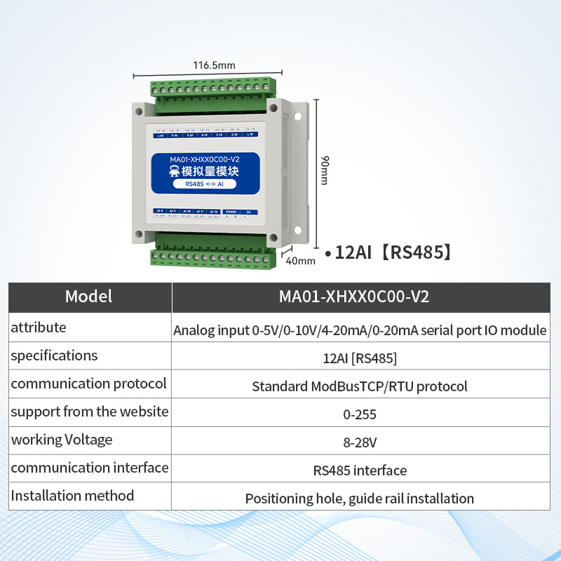 Ebyte MA01 Serial Port IO Network Module Analog signal Acquisition and Control Remote I/O Module RS485 MODBUS RTU Protocol