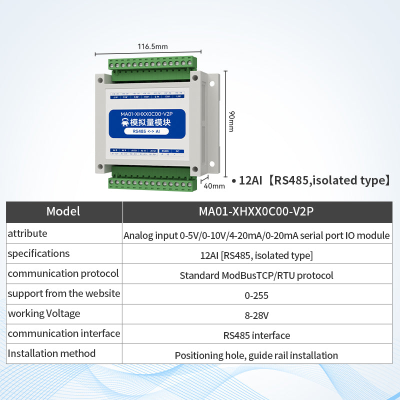 Ebyte MA01 Serial Port IO Network Module Analog signal Acquisition and Control Remote I/O Module RS485 MODBUS RTU Protocol
