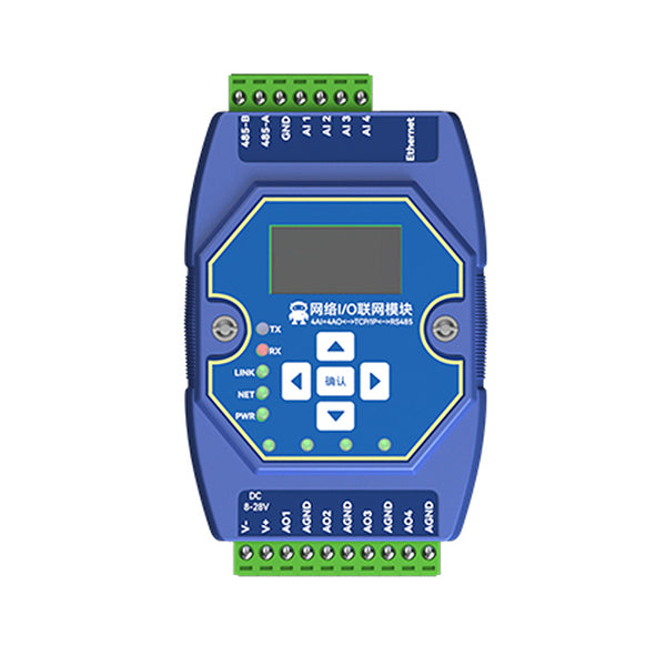 I/O-Netzwerkmodul 4AI+4AO 0-20mA/4-20mA RJ45 RS485 CDEBYTE ME31-XAXA0404 DC 8-28V Modbus TCP/RTU Modbus Gateway OLED-Display 