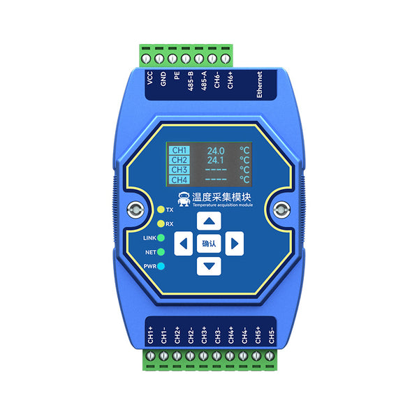 Temperature Acquisition Module 6-way Type K Thermocouple CDEBYTE ME31-XEXX0600 Ethernet RS485 With OLED Display Screen Modbus