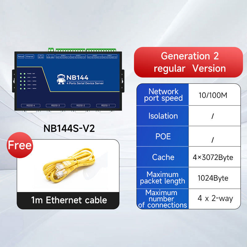 Ebyte NB144 Series Industrial Grade Ethernet 4-channel Serial Server RS485/RS232/RS422 Edge Computing Gateway ModBus Gateway