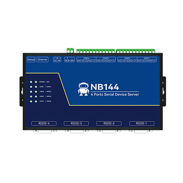 Isolierter 4-Kanal-Seriellserver RS232/422/485 RJ45 Modbus-Gateway CDEBYTE NB144E POE-Empfangsstrom TCP/UDP/MQTT DC 8-28V NB144E