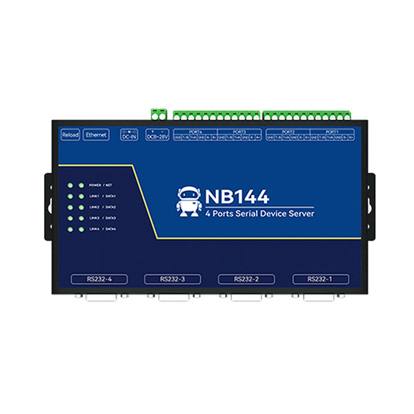 4-Channel Serial Server RS232/422/485 RJ45 Modbus Gateway CDEBYTE NB144S TCP/UDP/MQTT DC 8-28V AT Command Build-in Watchdog