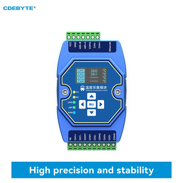 Temperature Acquisition Module 6-way Type K Thermocouple CDEBYTE ME31-XEXX0600 Ethernet RS485 With OLED Display Screen Modbus