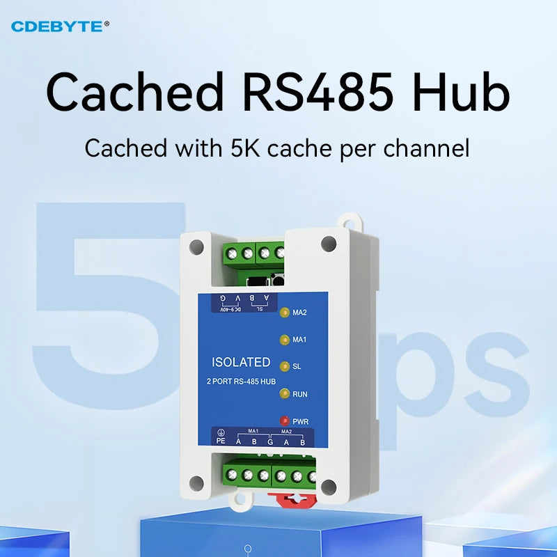 CDEBYTE E810-R21 Industrial 2way Cache Type RS485 to 1way RS485 Hub DC 9~40V Optical Isolation Multi to one Hub  ESD Protection