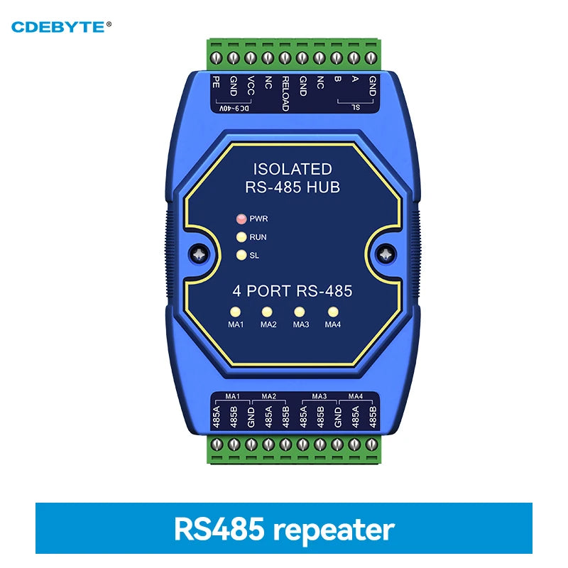 EBYTE E810-R41 RS485 Hub Industrial Grade 4-way RS485 to 1-way RS485 DC 9~40V Optical Isolation Cached RS485 Isolated Hubs