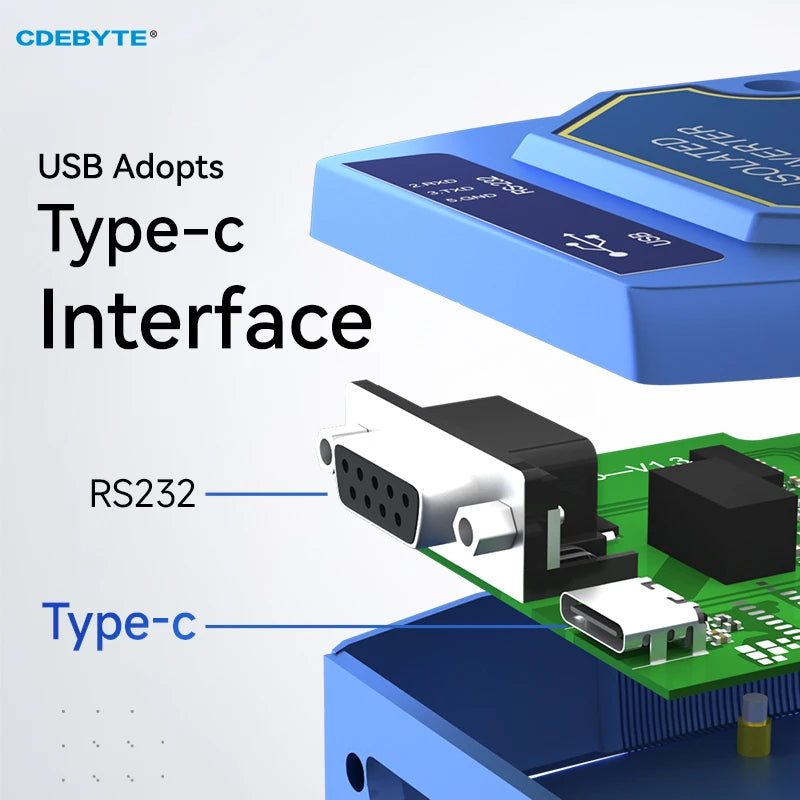 CH340 Optical Isolated Industrial Converter USB to RS485/RS232/TTL Converter CDEBYTE E810-U15C With Type-C Interface DC4.5~5.5V