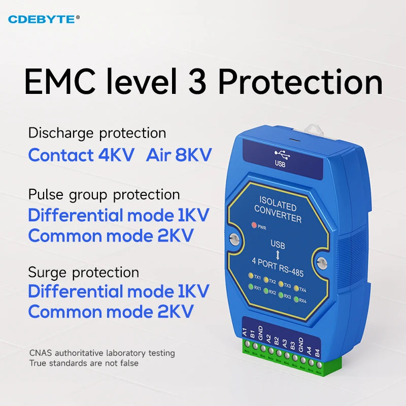 EBYTE E810-U41C USB to RS-485 Serial Port Converter 4 Serial Ports USB-C Interface High Protection 6M Rate Industrial Grade